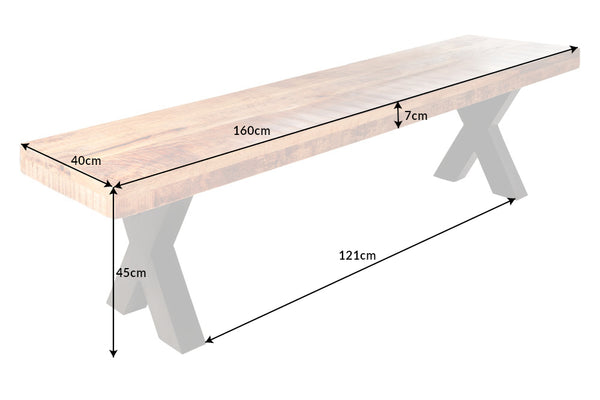 Bench Blacksmith 160cm Mango Wood Natural X-frame