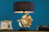 Table Lamp Crowntail 65cm Black Gold Fabric Shade Marble Base