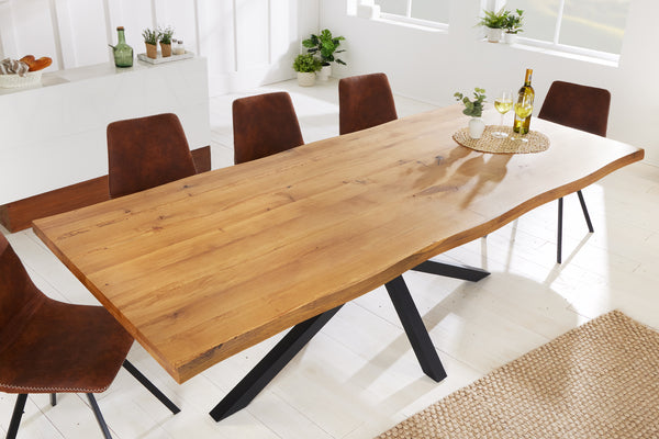 Dining Table Consul 200cm Oak Wood Natural Cross-Frame Live-Edge