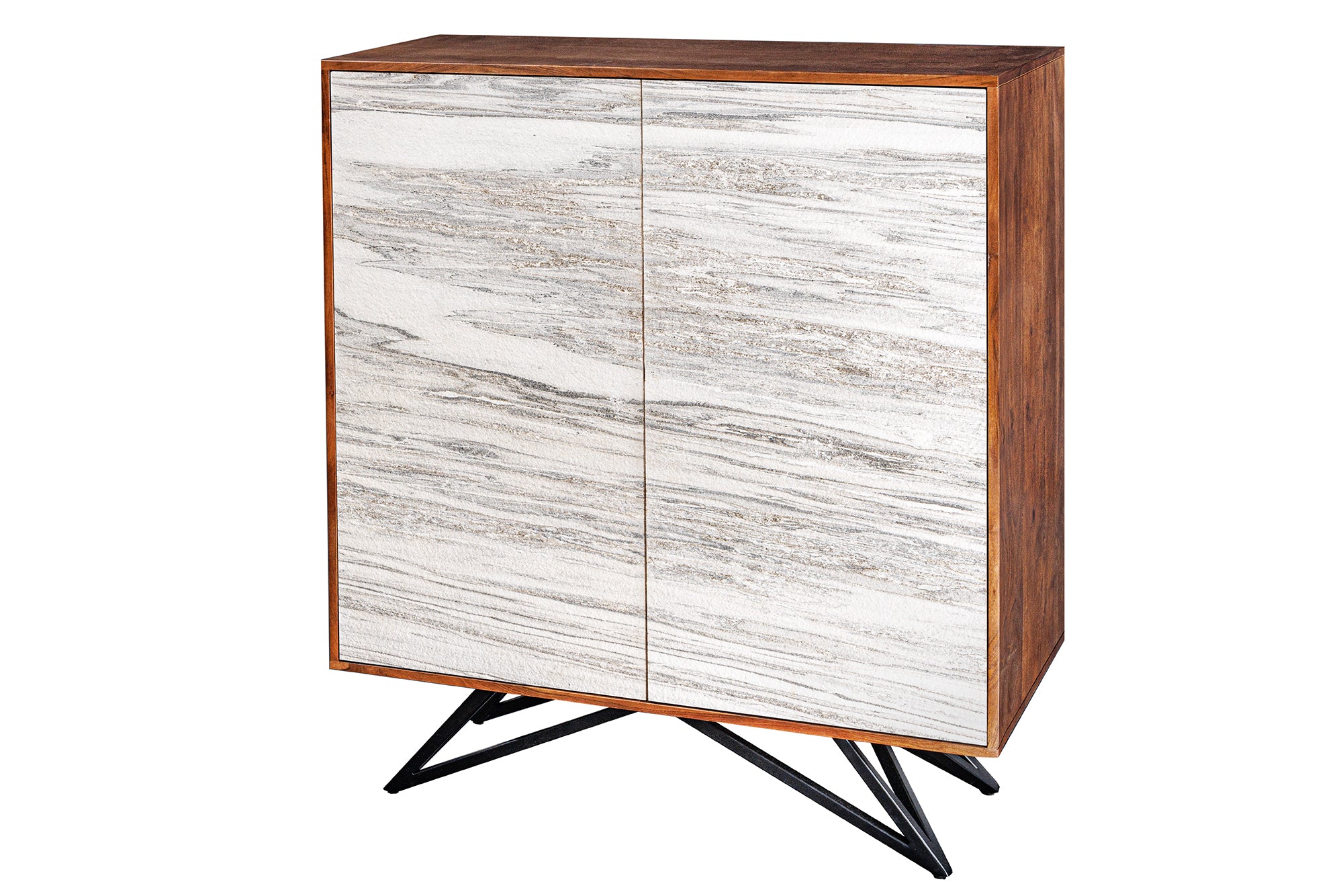 Cabinet Summit 120cm Acacia Wood Brown With Stone Veneer