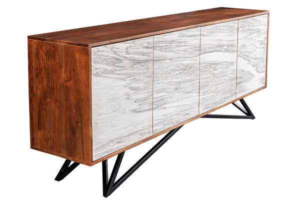 Sideboard Summit 175cm Acacia Wood Brown With Stone Veneer