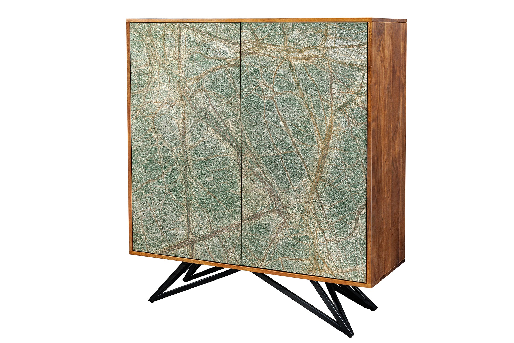 Cabinet Summit 120cm Acacia Wood Natural With Stone Veneer