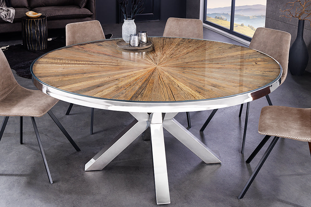 Dining Table Barracuda Round 120cm Recycled Teak Wood Brown