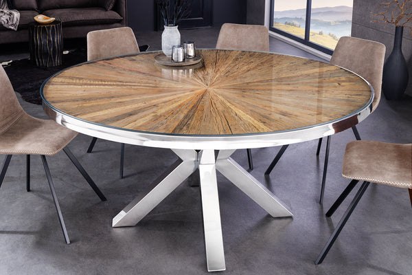 Dining Table Barracuda Round 140cm Recycled Teak Wood Brown