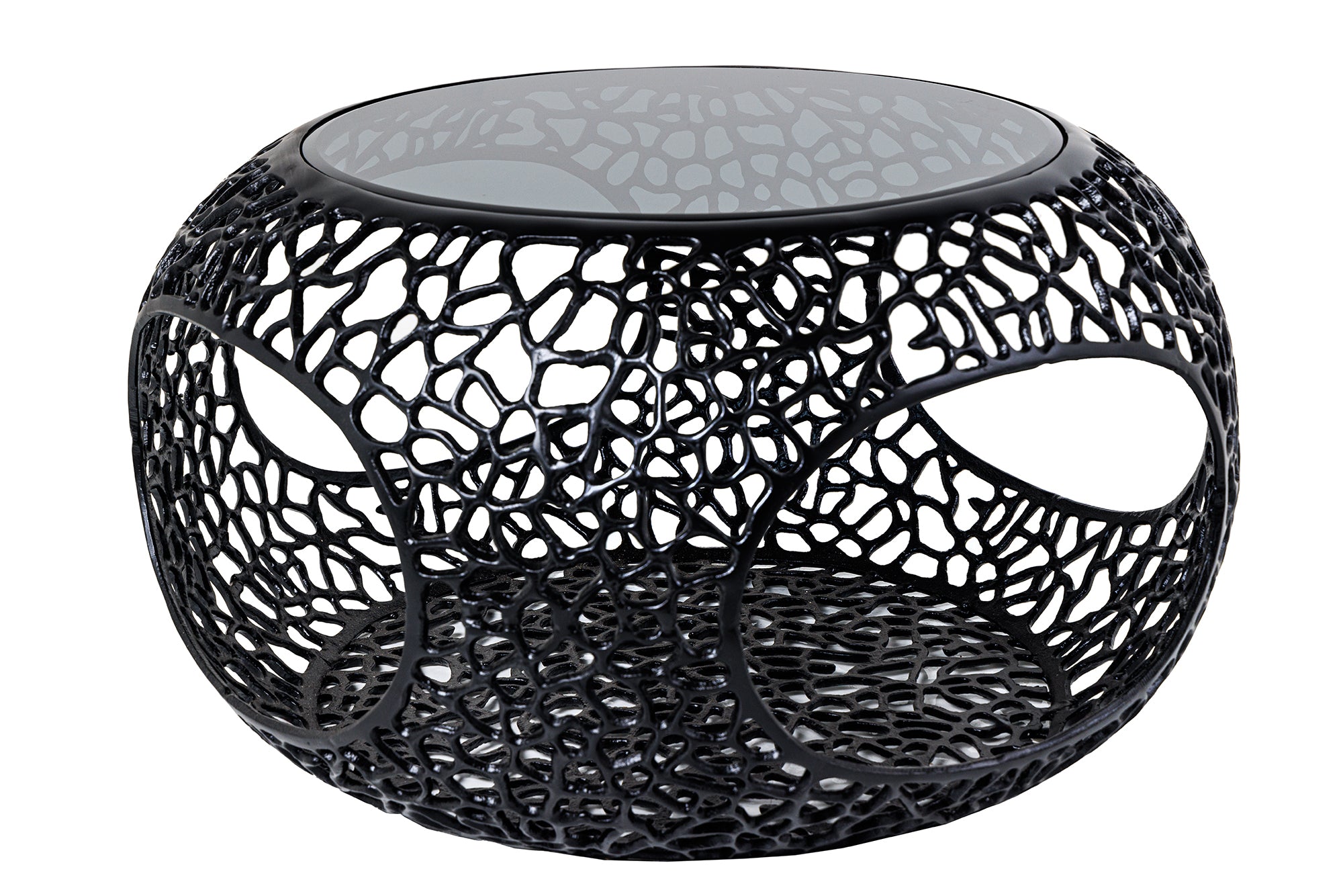 Coffee Table Ambrosia 75cm Metal Black Glass