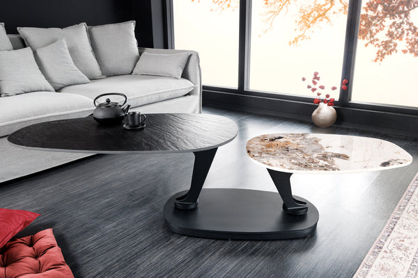 Rotating Coffee Table Axis 95-160cm Ceramics Natural Stone Look