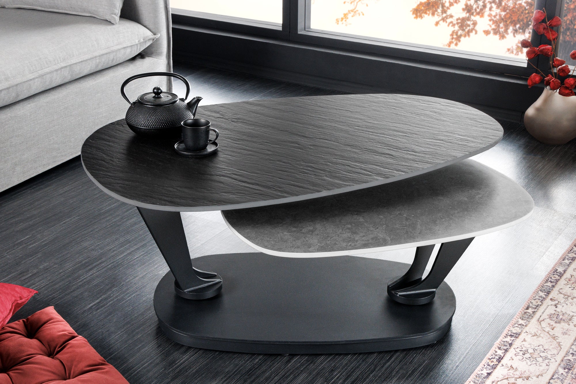 Rotating Coffee Table Axis 95-160cm Ceramics Grey