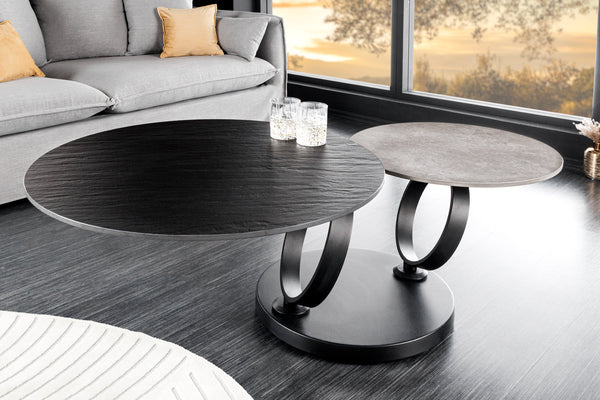 Rotating Coffee Table Axis 80-134cm Ceramics Grey