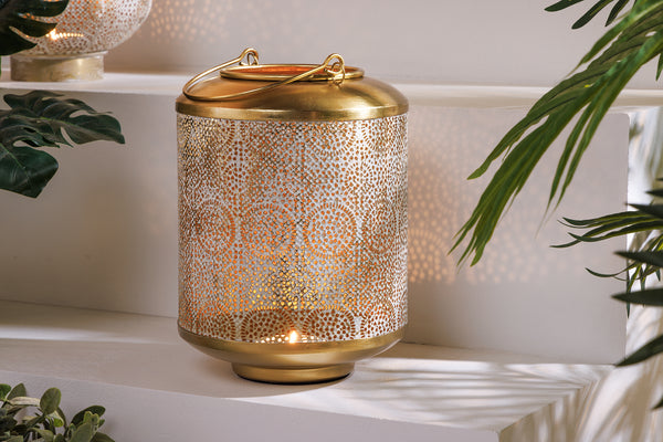 Lantern Candlelight 25cm Gold Patina
