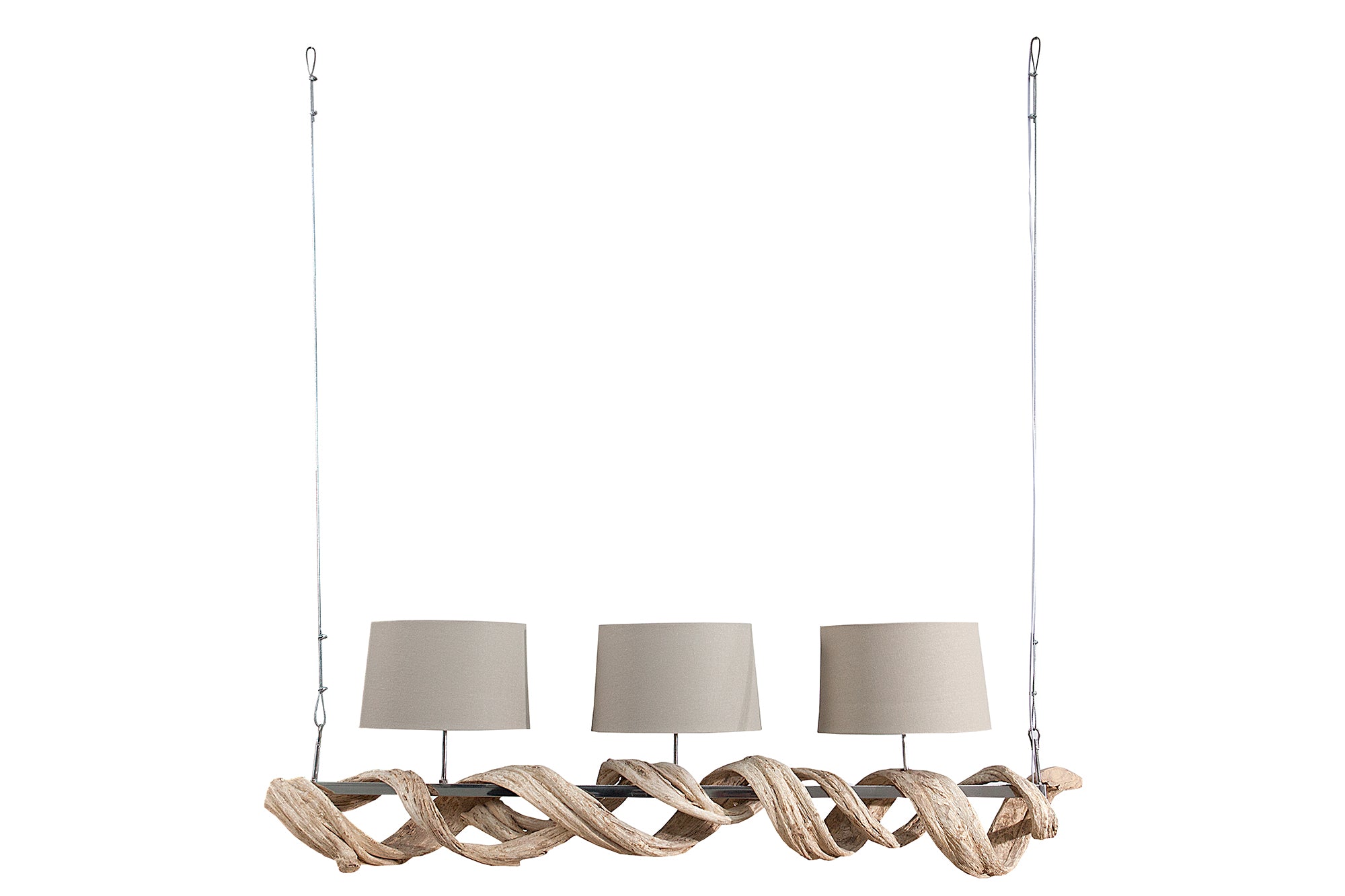 Hanging Lamp Vigine 160cm Recycled Wood Beige