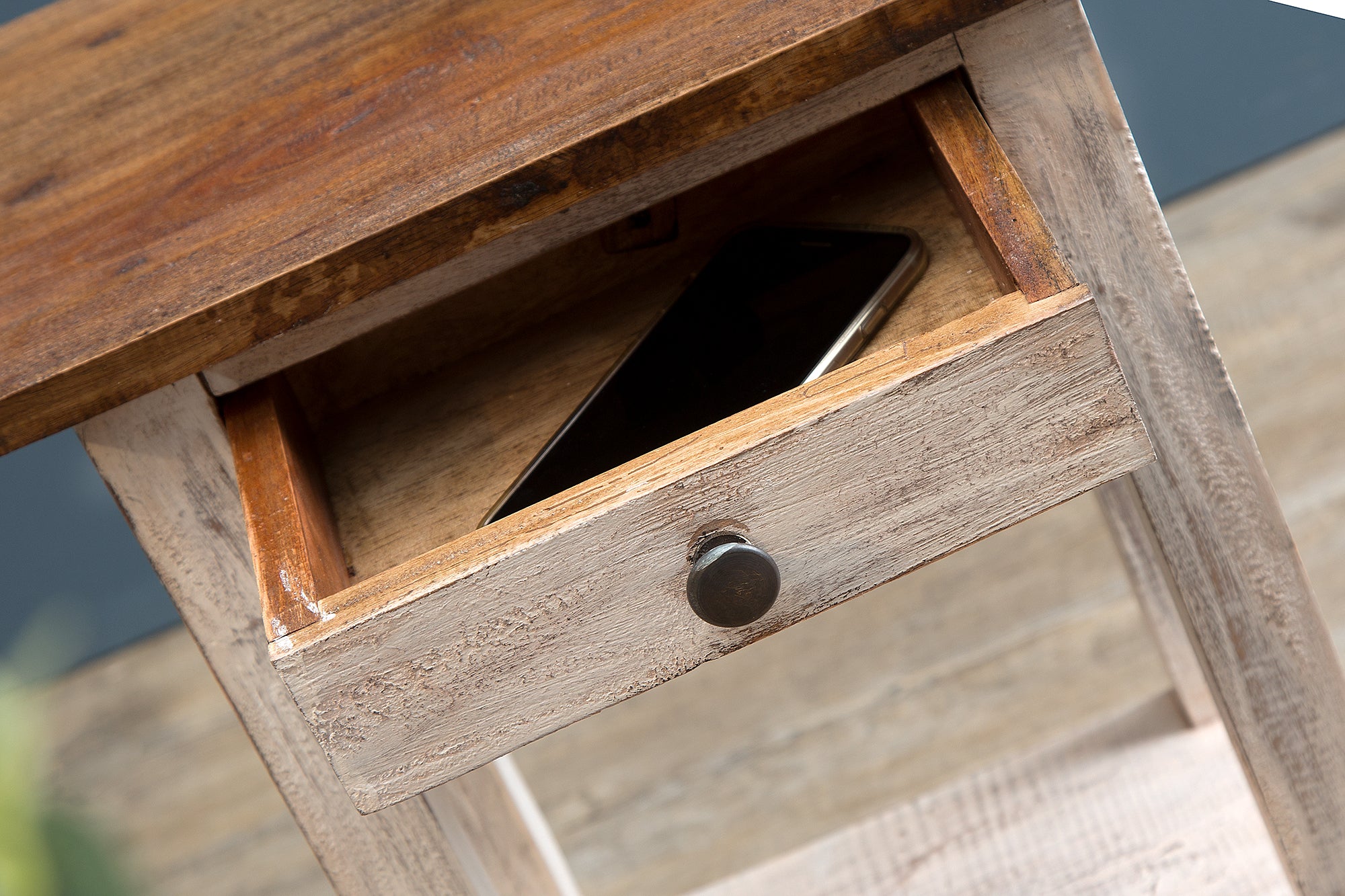 Side Table La Fleur Mahogany Wood White