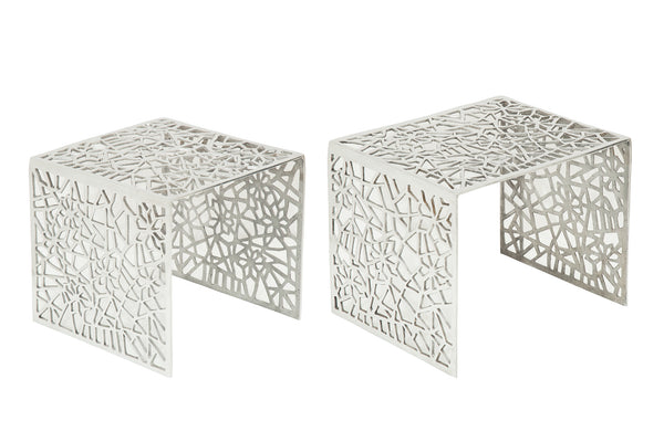 Nesting Coffee Table Abstract set of 2 Silver