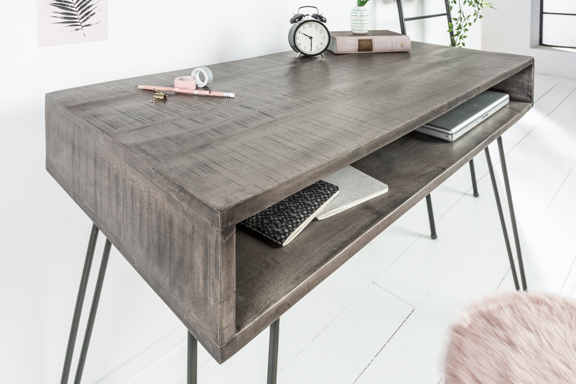 Desk Scorpion 100cm Mango Wood Grey