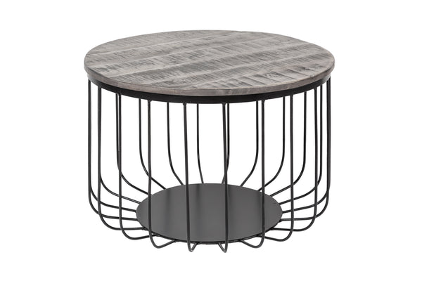 Side Table Fortress Loft 56cm Mango Wood Grey