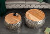 Nesting Coffee Table Stone Mosaic Set of 2 Silver