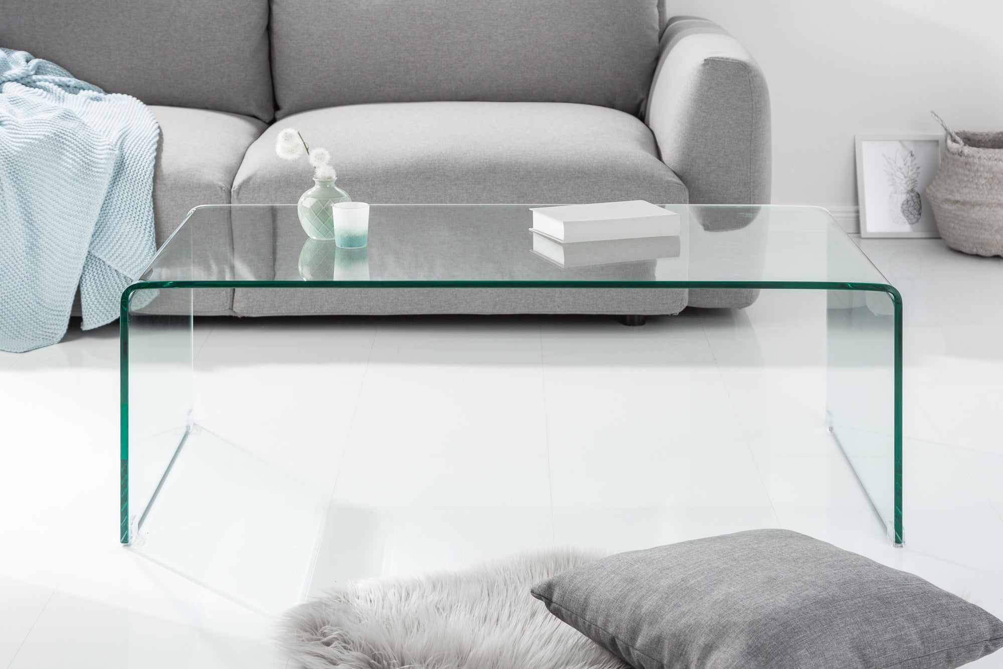 Coffee Table Quartz 110cm Glass