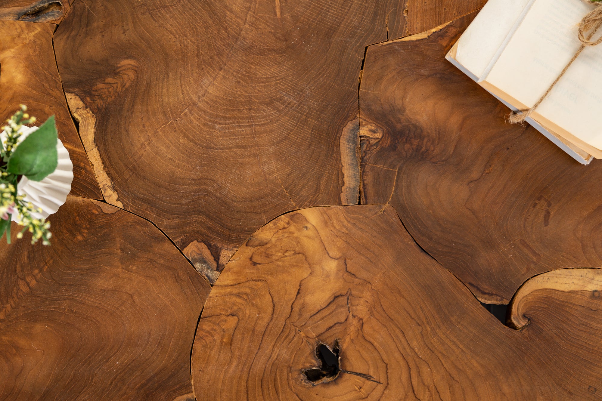 Coffee Table Root Square 90cm Teak Wood Brown