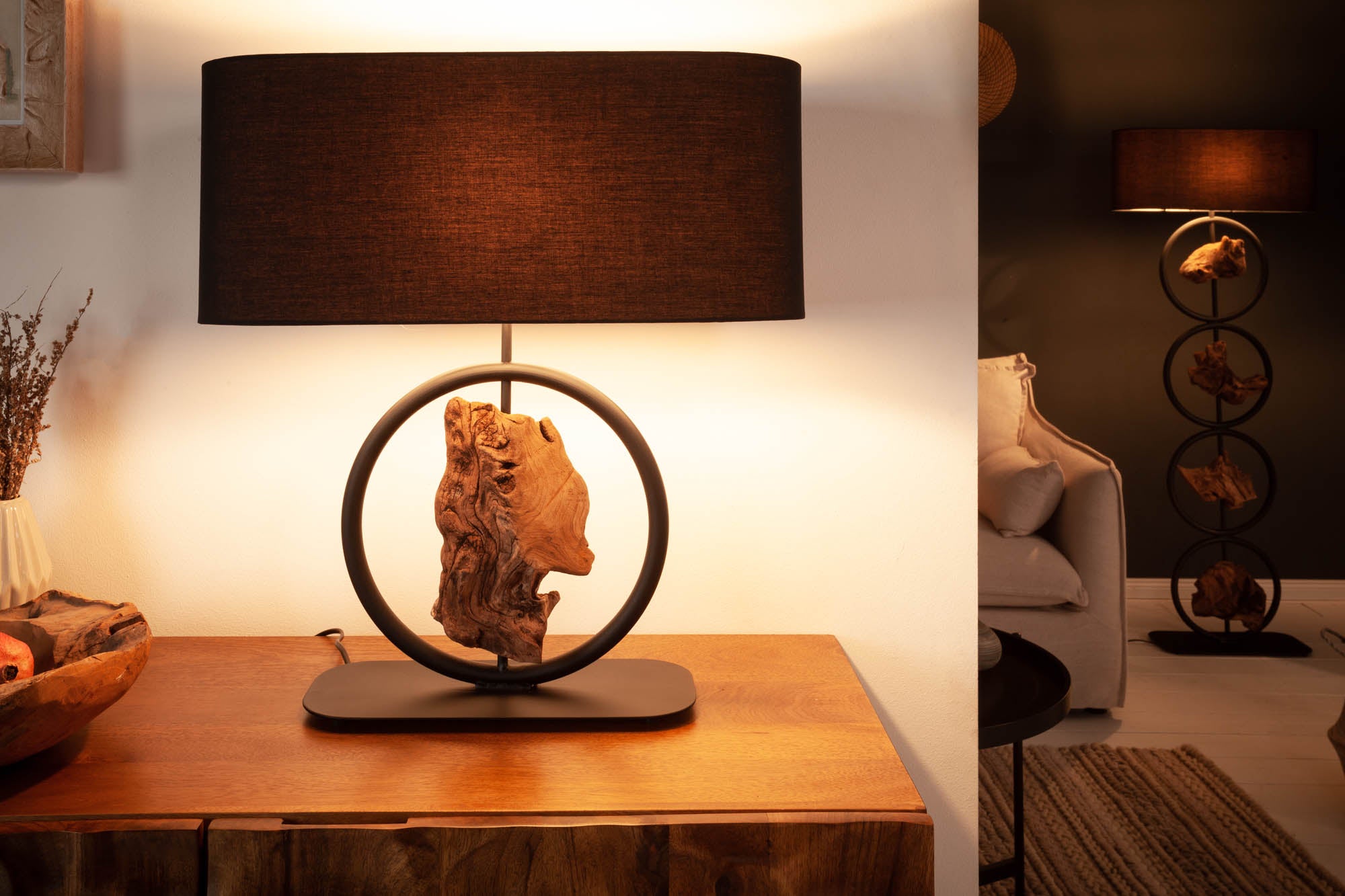 Table Lamp Elements 58cm Black Acacia