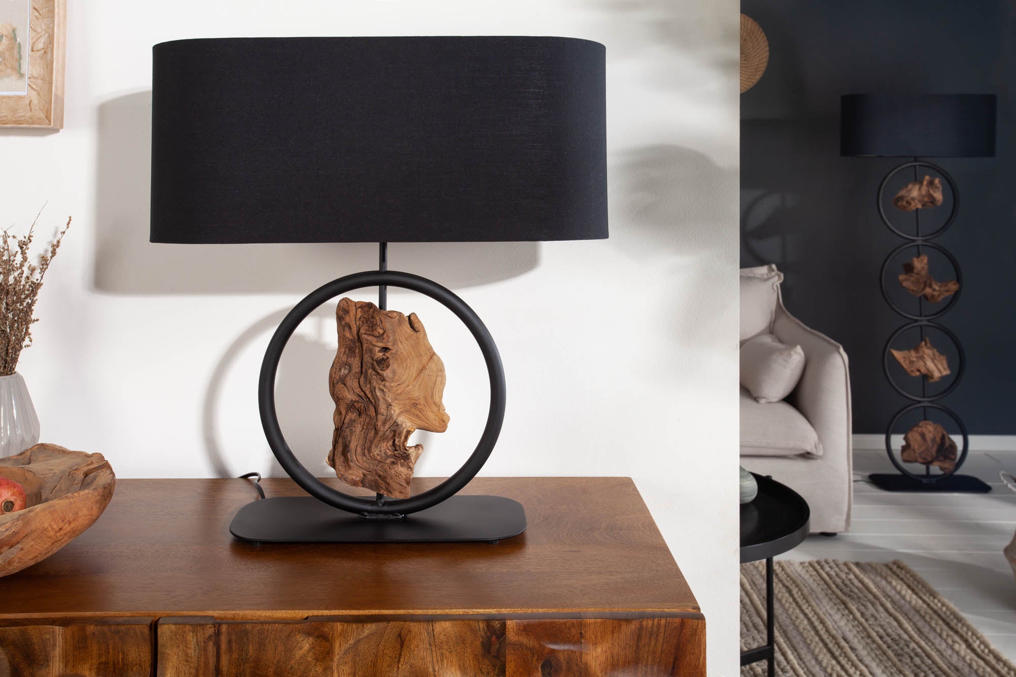 Table Lamp Elements 58cm Black Acacia