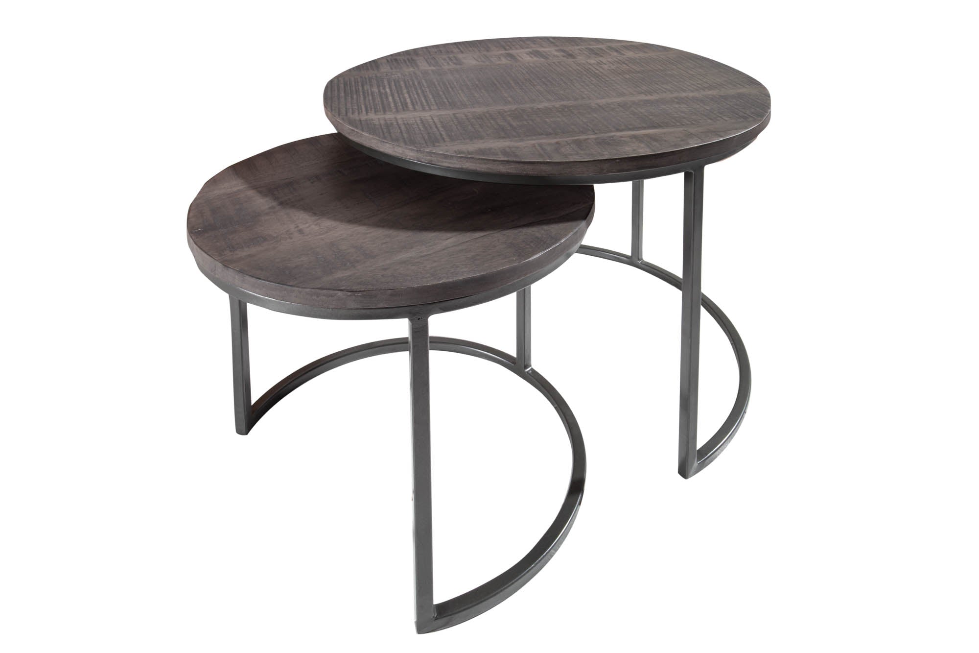 Side Table Elements Set of 2 Mango Wood Grey