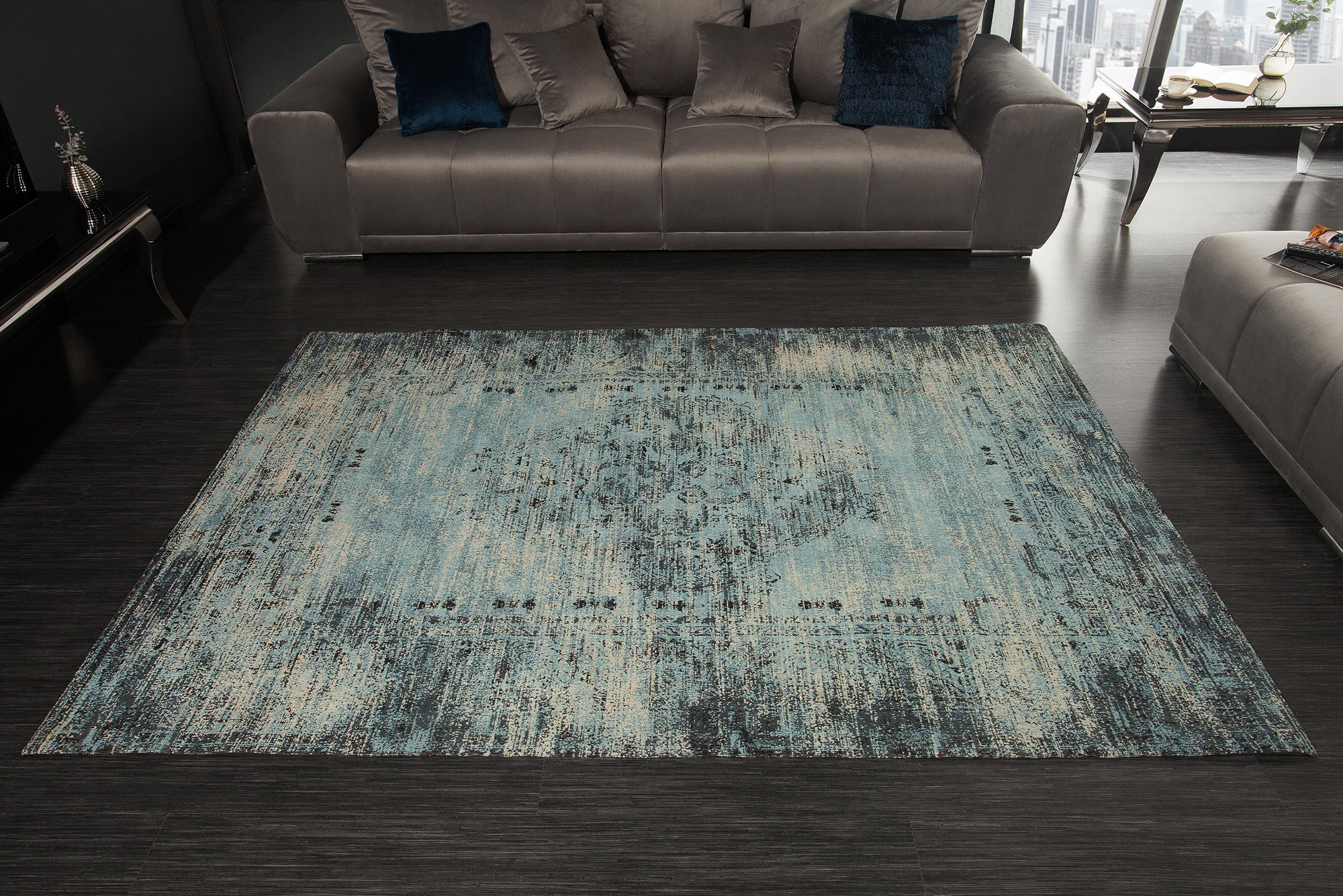 Rug Old Marrakech 240x160cm Cotton Aqua Blue