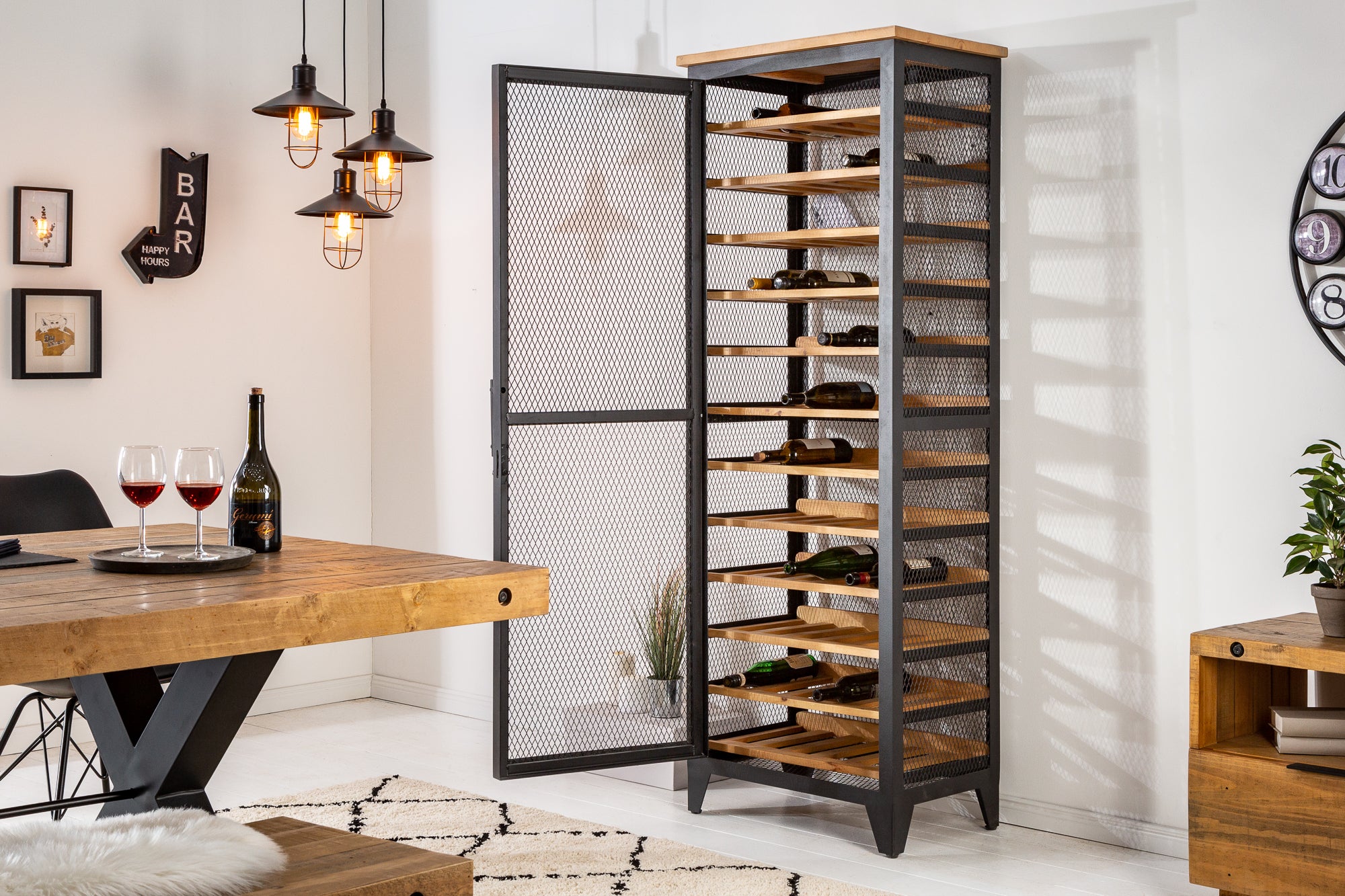 Wine Cabinet Connoisseur 184 cm Pine Wood Natural