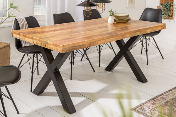 Dining Table Blacksmith 160cm Mango Wood Natural X-Frame