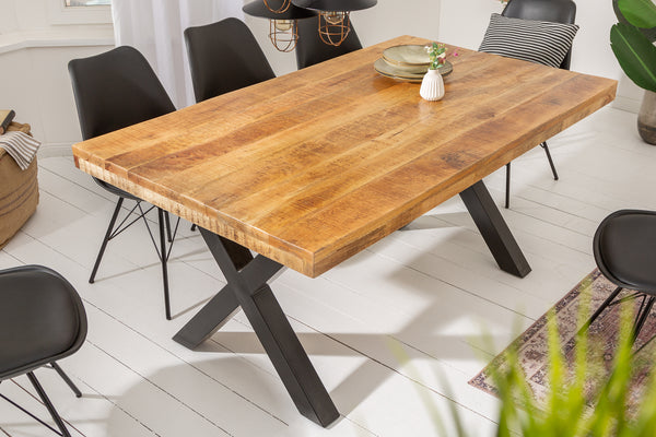Dining Table Blacksmith 160cm Mango Wood Natural X-Frame