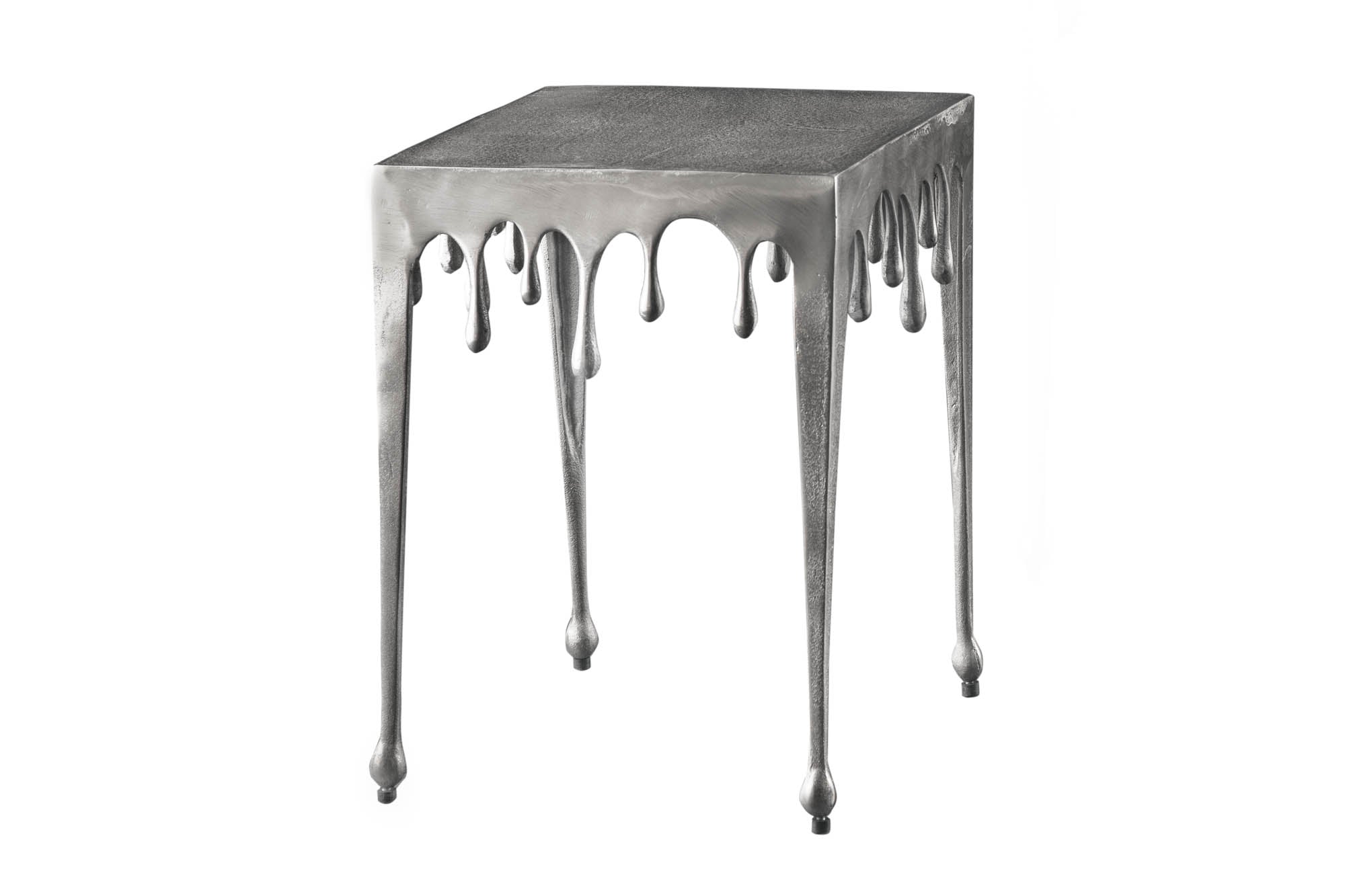 Side Table Liquid Line 44cm Metal Silver