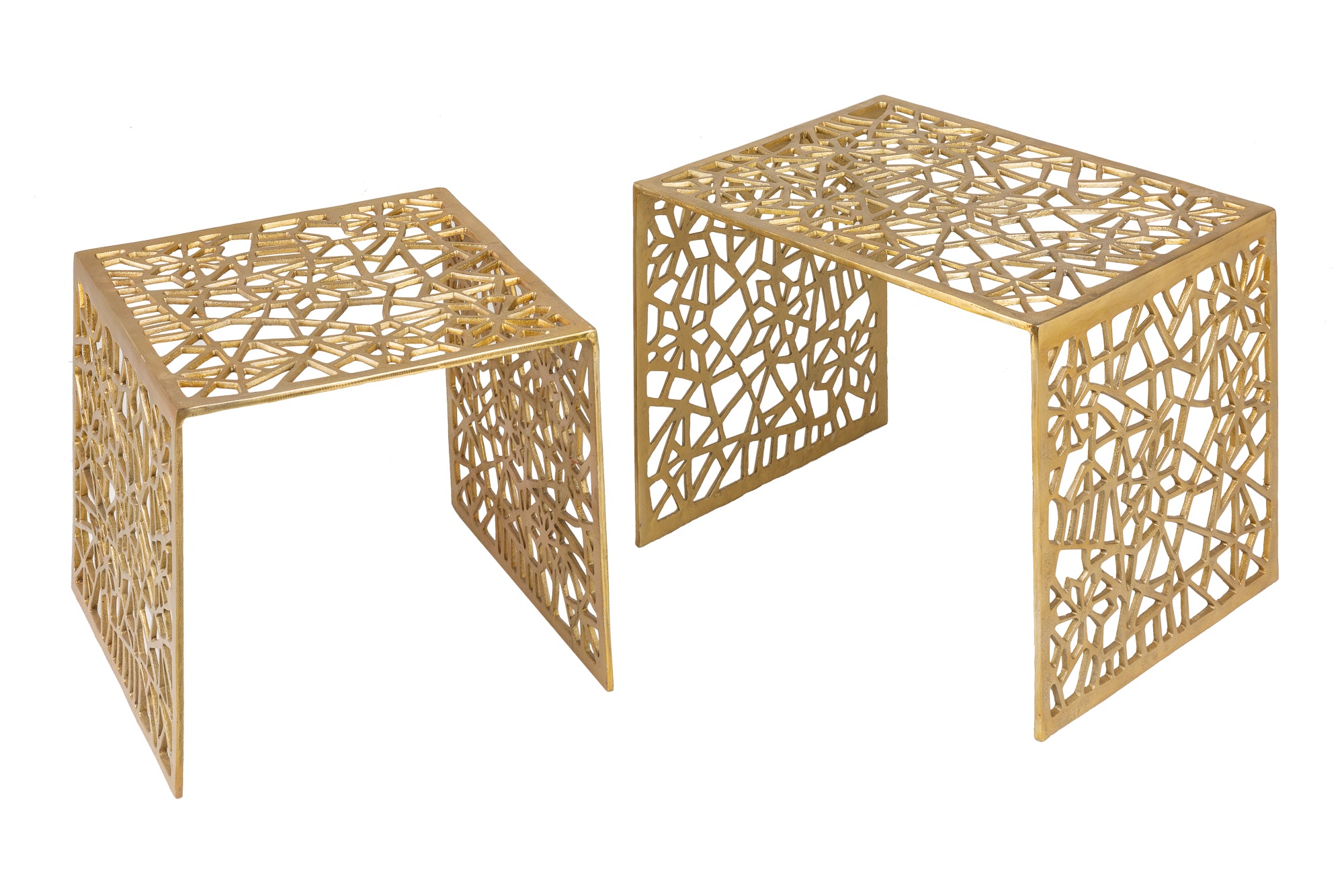 Nesting Coffee Table Abstract set of 2 Gold