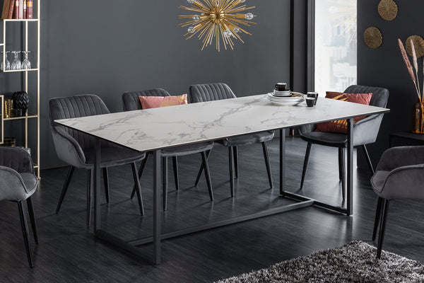 Dining Table Eclipse 200cm Ceramic White Marble Look