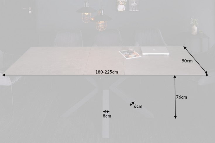 Dining Table Nebula 180-225cm Ceramic Concrete Look