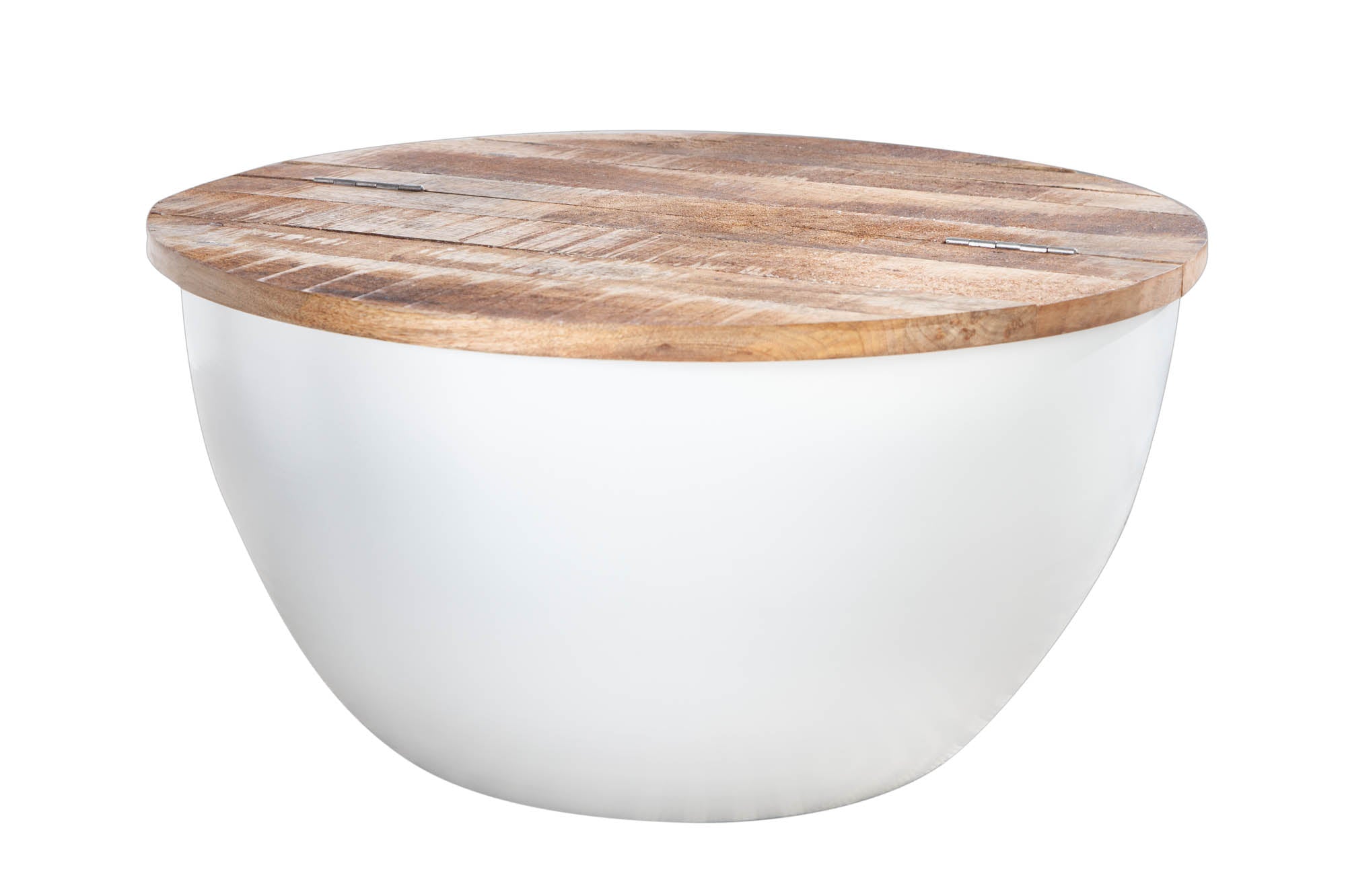 Coffee Table Industrial Storage 60cm Mango Wood White