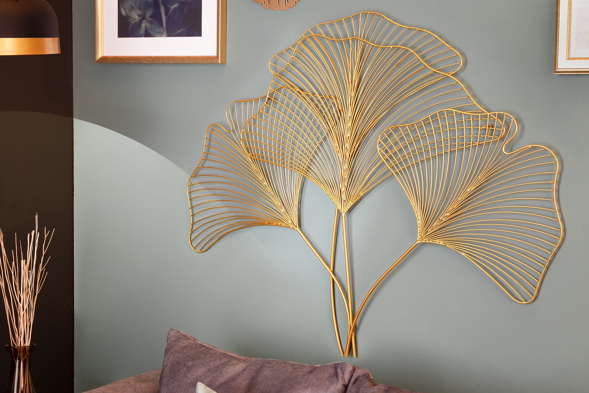 Wall Decoration Ginkgo 90cm Metal Gold