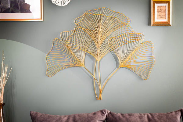 Wall Decoration Ginkgo 90cm Metal Gold