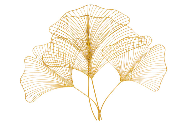 Wall Decoration Ginkgo 90cm Metal Gold