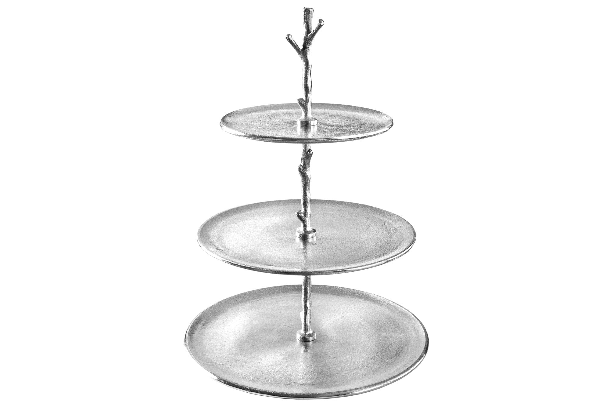 Three Tier Cake Stand Abstract 48cm Metal Silver