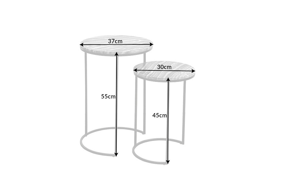 Side Table Elements Set of 2 Marble Grey