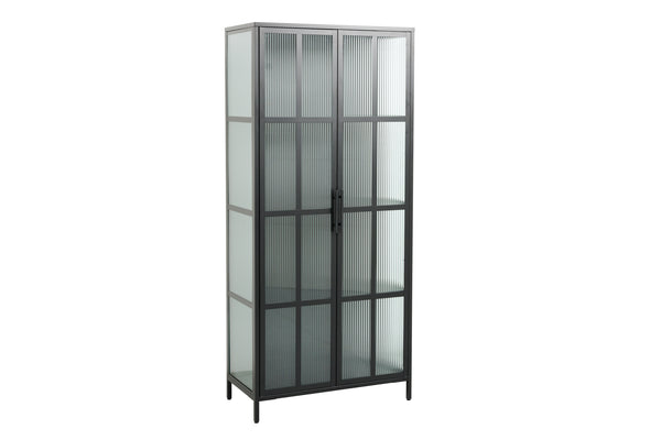 Cabinet Dura 180cm Ribbed Glass Steel Black