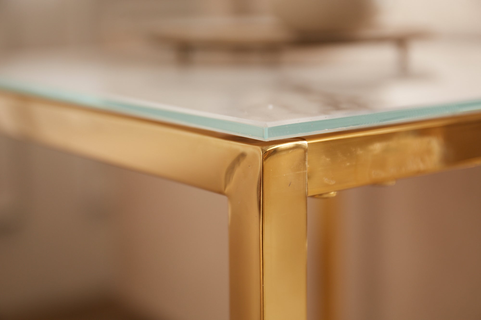Side Table Elegance Set of 2 White Marble Gold
