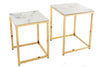 Side Table Elegance Set of 2 White Marble Gold